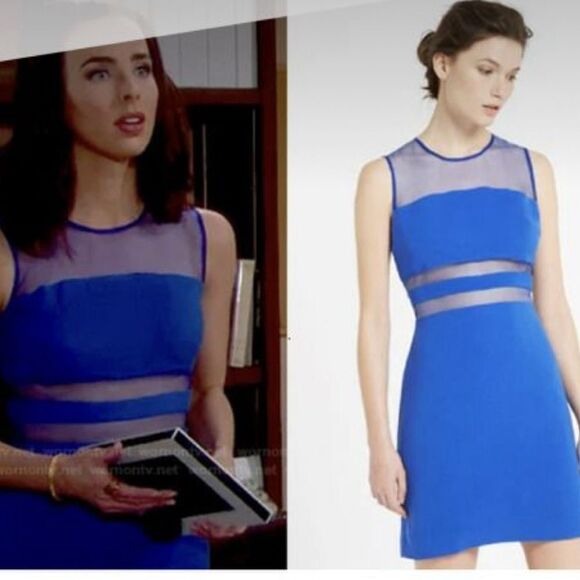Sandro blue with sheer panels dress - Picture 1 of 13